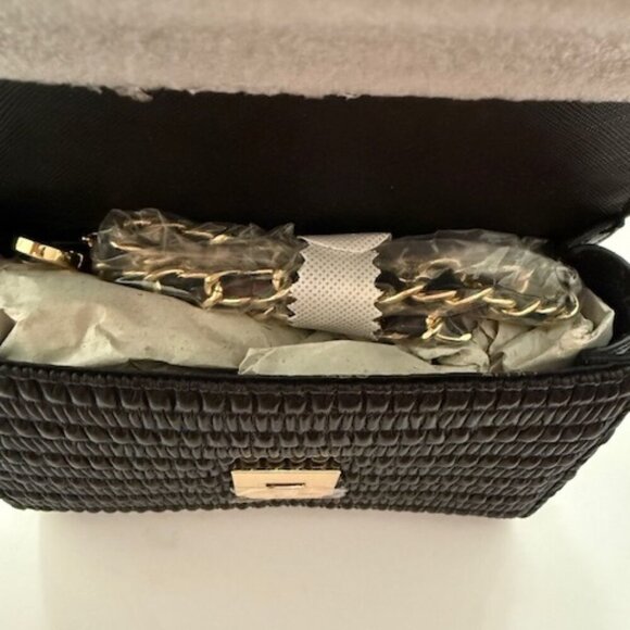 Aldo Black Kaasien Purse Quilted Crossbody Gold Chain Strap & Top Handle NWOT - Picture 7 of 8